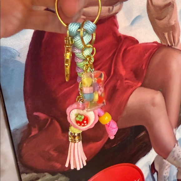 Handmade Colorful Keychain with Strawberry Charm - Picture 11 of 16